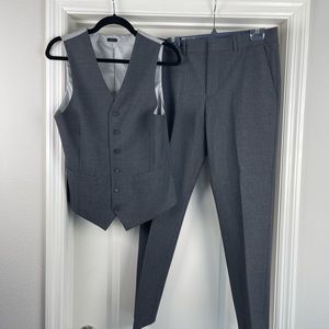 Formal or semi formal vest and pants set, gray, slim